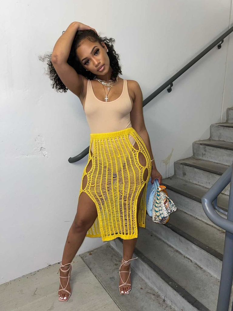 Crochet yellow clearance skirt